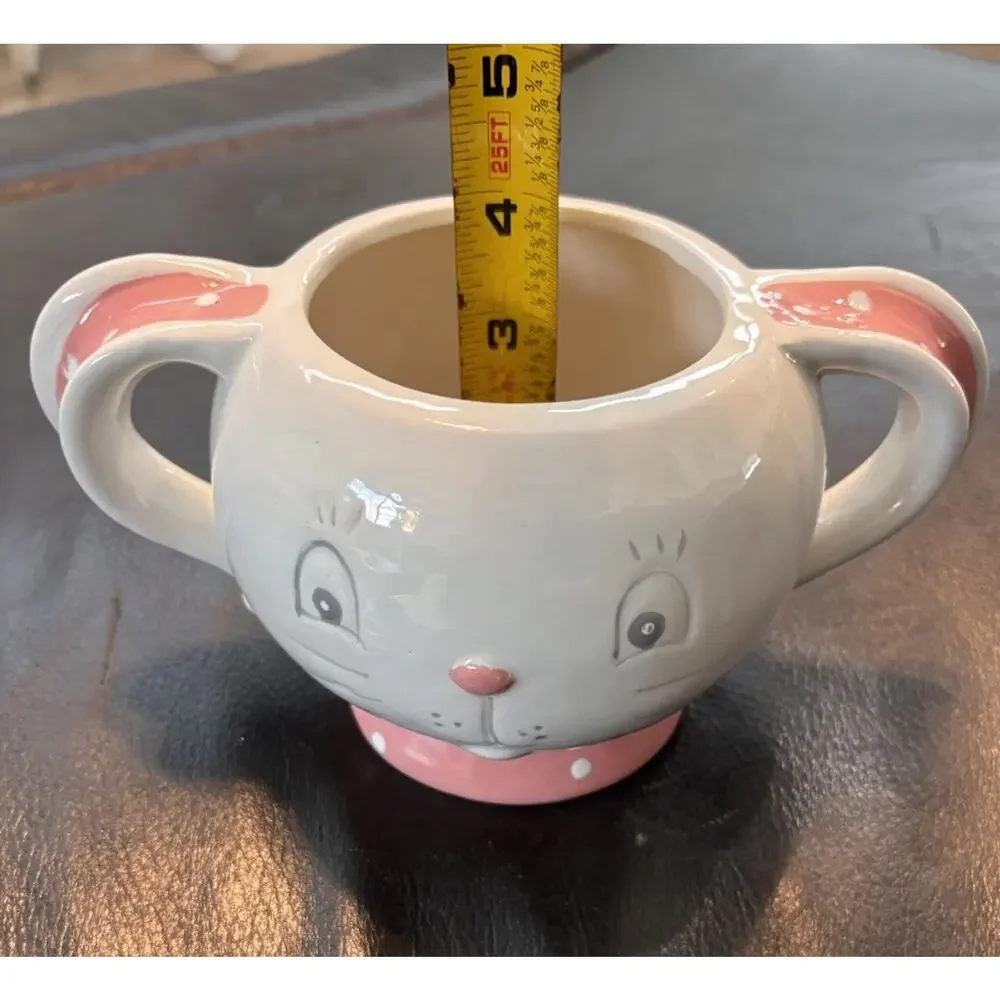 Johanna Parker Transpac Easter‎ Bunny Rabbit Mug Covered Cup Decor Pink White
